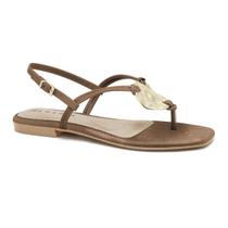 Sandália Rasteira Ramarim Feminina Detalhe Dourado Estilosa