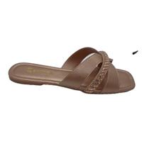 Sandalia Rasteira Slide Com Brilho Casual Dia a Dia Santinelli 89914