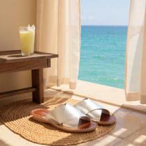 Sandália Rasteira Slide Feminina 100% Em Couro Confortável