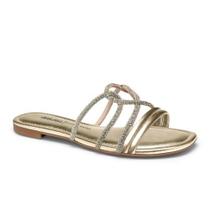 Sandalia Rasteira Strass Flat Slide Feminino Dakota METAL CHAMPAGNE