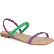Sandália Rasteira Tiras Flat Multicolor Leve Macia A7.13 C