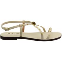 Sandália Rasteira Via Scarpa Adorno Em Pedra Fivela Feminina