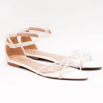 Sandália rasteira vinil feminina branca confort valle shoes