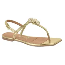Sandália Rasteira Vizzano Casual Flor Feminina Dourada Sandália Rasteira Vizzano Casual Flor Feminina Dourada