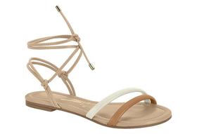 Sandália Rasteira Feminina Com Amarração Estilosa Vizzano