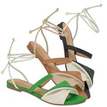 Sandália Rasteira Feminina Vizzano Amarração Preto - Passarela