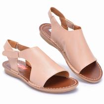 Sandalia Rasteirinha Feminina Em Couro com detalhes Confortavel