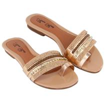 Sandália Rasteirinha Feminina Strass Diamante Confort