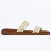 Sandália Rasteirinha Feminina Tiras Com Strass Brilhantes