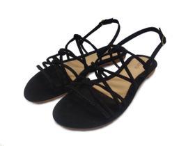 Sandalia Rasteirinha Gladiadora Trancada Feminina - Preto Sandalia Rasteirinha Gladiadora Trancada Feminina - Preto