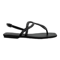 Sandália Rasteirinha Via Jupiter Feminina Apedrejado Strass