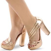 Sandália Re&Ton Meia Pata Salto Alto Grosso Feminina MP33