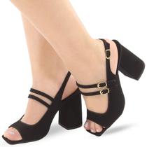 Sandália Re&Ton Salto Grosso Médio Confortável Feminina BL48 Sandália Re&Ton Salto Grosso Médio Confortável Feminina BL48