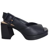 Sandalia recorte frontal salto bloco bottero couro Sandalia recorte frontal salto bloco bottero couro