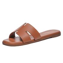 Sandália Rihero Marrom de Couro Flat Slip-On Tamanho 38 Sandália Rihero Marrom de Couro Flat Slip-On Tamanho 38