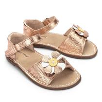 Sandália Rolima Couro Cobre Flor Catavento - Petit Cheval