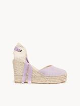 Sandália Romero Anabela 10 cm Camurça Lilás Sandália Romero Anabela 10 cm Camurça Lilás