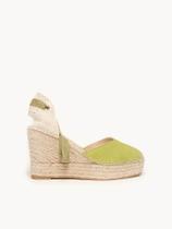 Sandália Romero Anabela 10 cm Camurça Verde Lima Sandália Romero Anabela 10 cm Camurça Verde Lima
