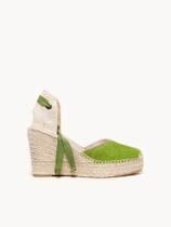Sandália Romero Anabela 10 cm Camurça Verde Sandália Romero Anabela 10 cm Camurça Verde