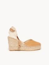 Sandália Romero Anabela 10 cm Napa Marrom Claro Sandália Romero Anabela 10 cm Napa Marrom Claro