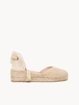 Sandália Romero Anabela 5 cm Camurça Areia Sandália Romero Anabela 5 cm Camurça Areia