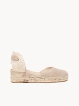 Sandália Romero Anabela 5 cm Camurça Pedra Sandália Romero Anabela 5 cm Camurça Pedra