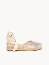 Sandália Romero Anabela 5 cm Camurça Prateado Sandália Romero Anabela 5 cm Camurça Prateado