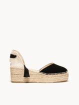 Sandália Romero Anabela 6 cm Camurça Preto Sandália Romero Anabela 6 cm Camurça Preto