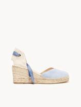 Sandália Romero Anabela 7 cm Camurça Azul Claro Sandália Romero Anabela 7 cm Camurça Azul Claro