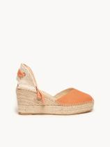 Sandália Romero Anabela 8 cm Camurça Laranja Sandália Romero Anabela 8 cm Camurça Laranja