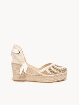 Sandália Romero Anabela 8 cm Crochê Branco