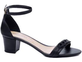 Sandalia Salto 5,5cm 40 a 43 Estilo com + Glamour Preto