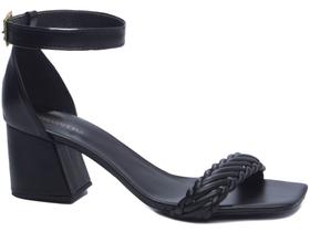 Sandalia Salto 7cm 40 a 44 Estilo Glamour Unico Preto
