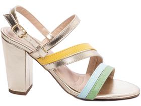 Sandália Salto 8,5cm - Cores do Verão Multicolor Confortável
