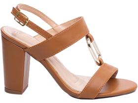 Sandália Salto 8,5cm - Elegância com Toque de Luxo Caramelo