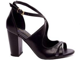 Sandalia Salto 8,5cm Estilo Sutil e Elegante Preto