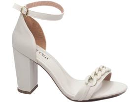 Sandalia Salto 8,5cm Sutil Elegante Fechada Atras Off White