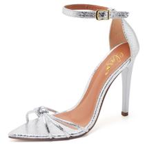 Sandália Salto Alto Bico Folha Feminino Cristal Prata Sandália Salto Alto Bico Folha Feminino Cristal Prata