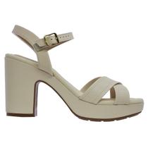 Sandália Salto Alto Bloco Feminina Modare Ultraconforto 7203.110 Creme