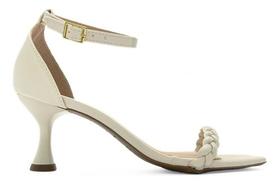 Sandália Salto Alto Trançada Confort Bico Aberto 8cm