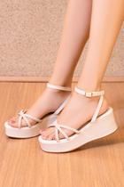 Sandália Salto Anabela Plataforma Papete Peep Toe Confort tira Trança ref 2130 Sandália Salto Anabela Plataforma Papete Peep Toe Confort tira Trança ref 2130