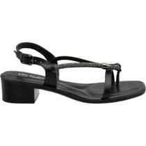 Sandália Salto Baixo Via Scarpa Strass Caviar Feminina Sandália Salto Baixo Via Scarpa Strass Caviar Feminina