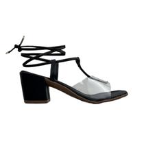 Sandália Salto Bloco Amarração Basic Color Transparente - Nly Comfort
