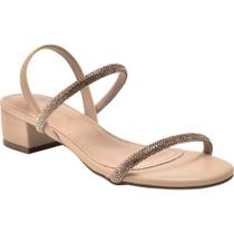 Sandália Salto Bloco Baixo Tiras Strass Trendy Moda 106-013 Via Marte