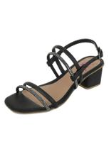Sandália Salto Bloco Brilho Tiras Duplas Preto Bellinda Shoes Sandália Salto Bloco Brilho Tiras Duplas Preto Bellinda Shoes