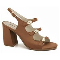 Sandália Salto Bloco Casual Feminino Ramarim 2541205 Marrom