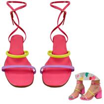 Sandália Salto Bloco com Tiras Color - Nly Comfort