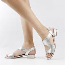 Sandália Salto Bloco Couro Sandália Salto Bloco Couro