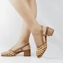 Sandália Salto Bloco Couro Sandália Salto Bloco Couro