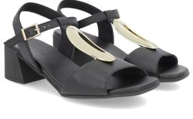 Sandália Salto Bloco Couro Usaflex Preto A20006001 Sandália Salto Bloco Couro Usaflex Preto A20006001